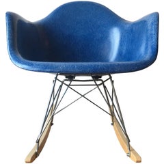 Vintage Herman Miller Eames Rar Rocking Chair in Blue