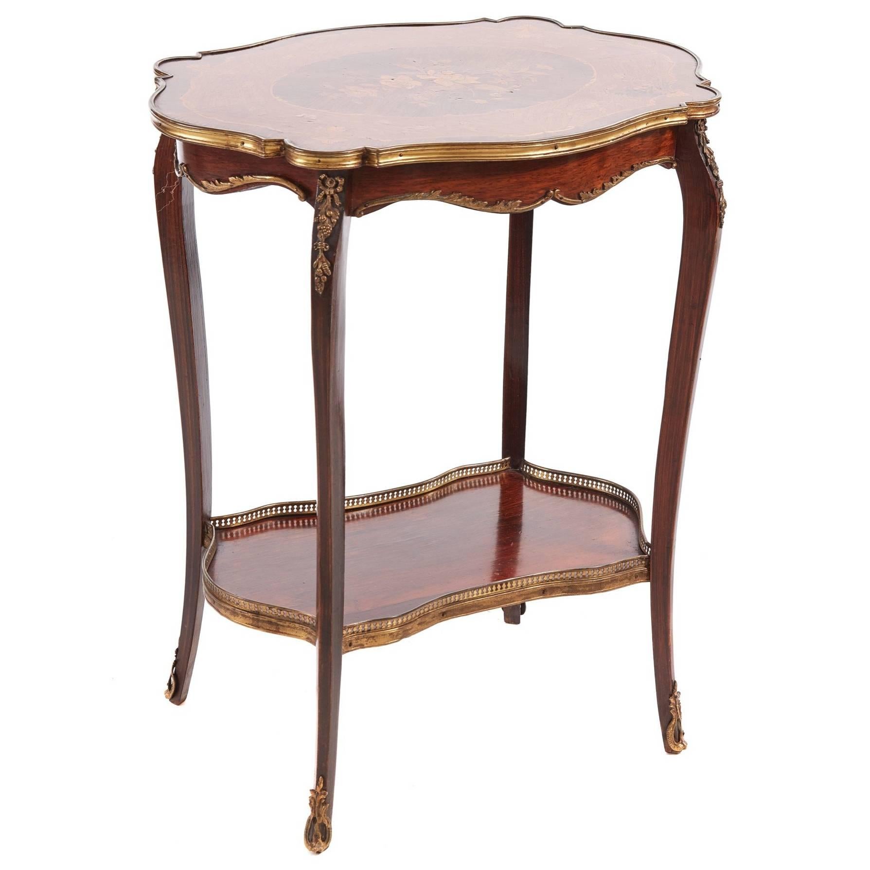 Fine French Marquetry Shaped Top Occasional Table