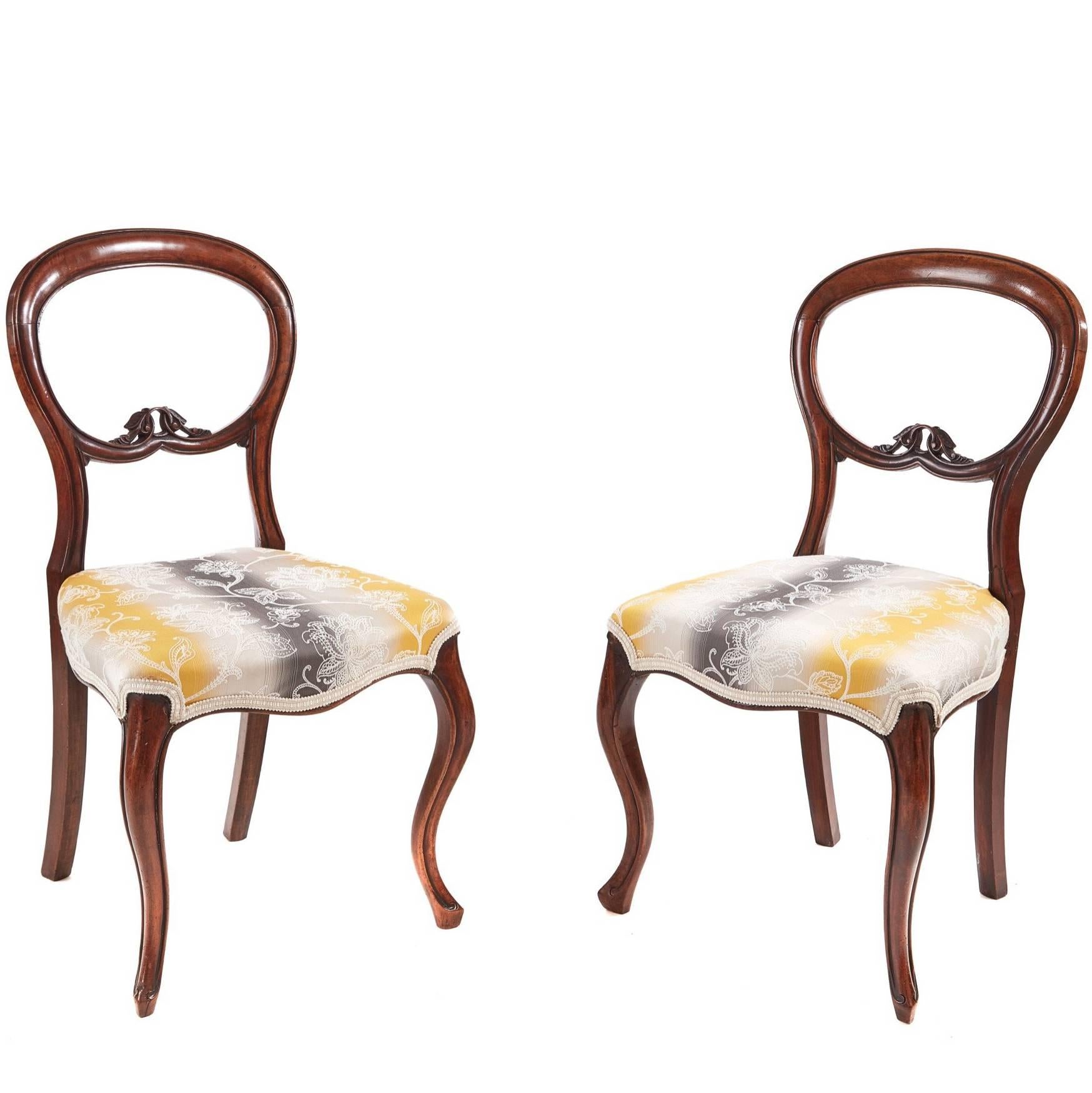 Pair of Victorian Walnut Bedroom Chairs For Sale