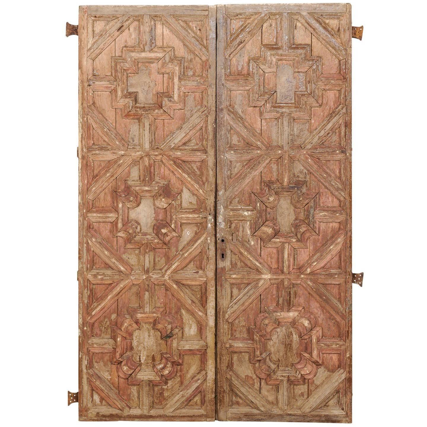 Pair of 18th Century Spanish Wood Doors with Original Finish