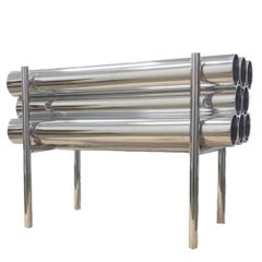 Contemporary Polished Aluminium Minimalist Short Tube Bench
