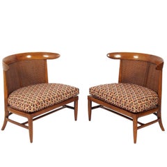 Pair of Curvaceous Caned Back Slipper Chairs by Lubberts & Mulder for Tomlinson