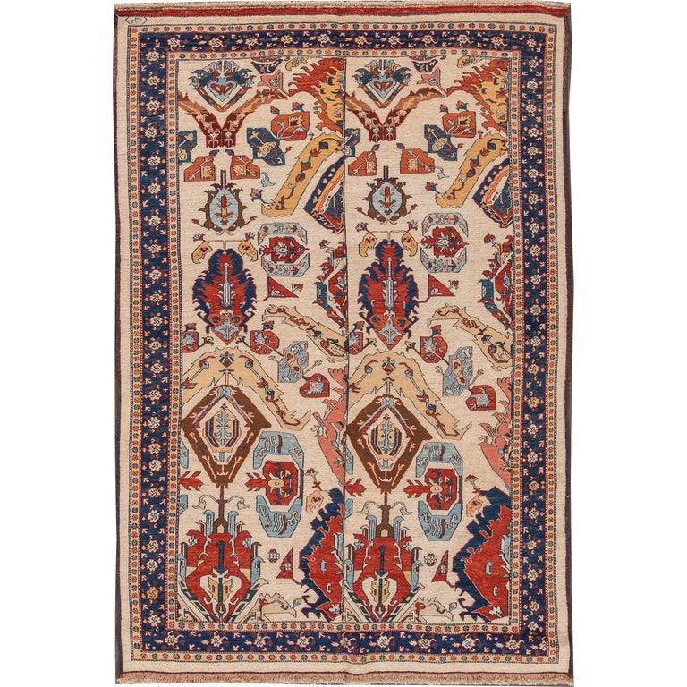 Vintage Persian Soumak Rug, FlatWeave Rooster Rug For Sale at 1stdibs