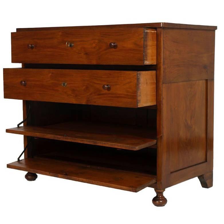 Particular late 19th Century Chest of Drawers , with shoe rack, wax polished For Sale