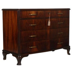 Antique 1920s Venetian Neo Baroque Serpentine Chest of Drawers Commode Dresser in Walnut