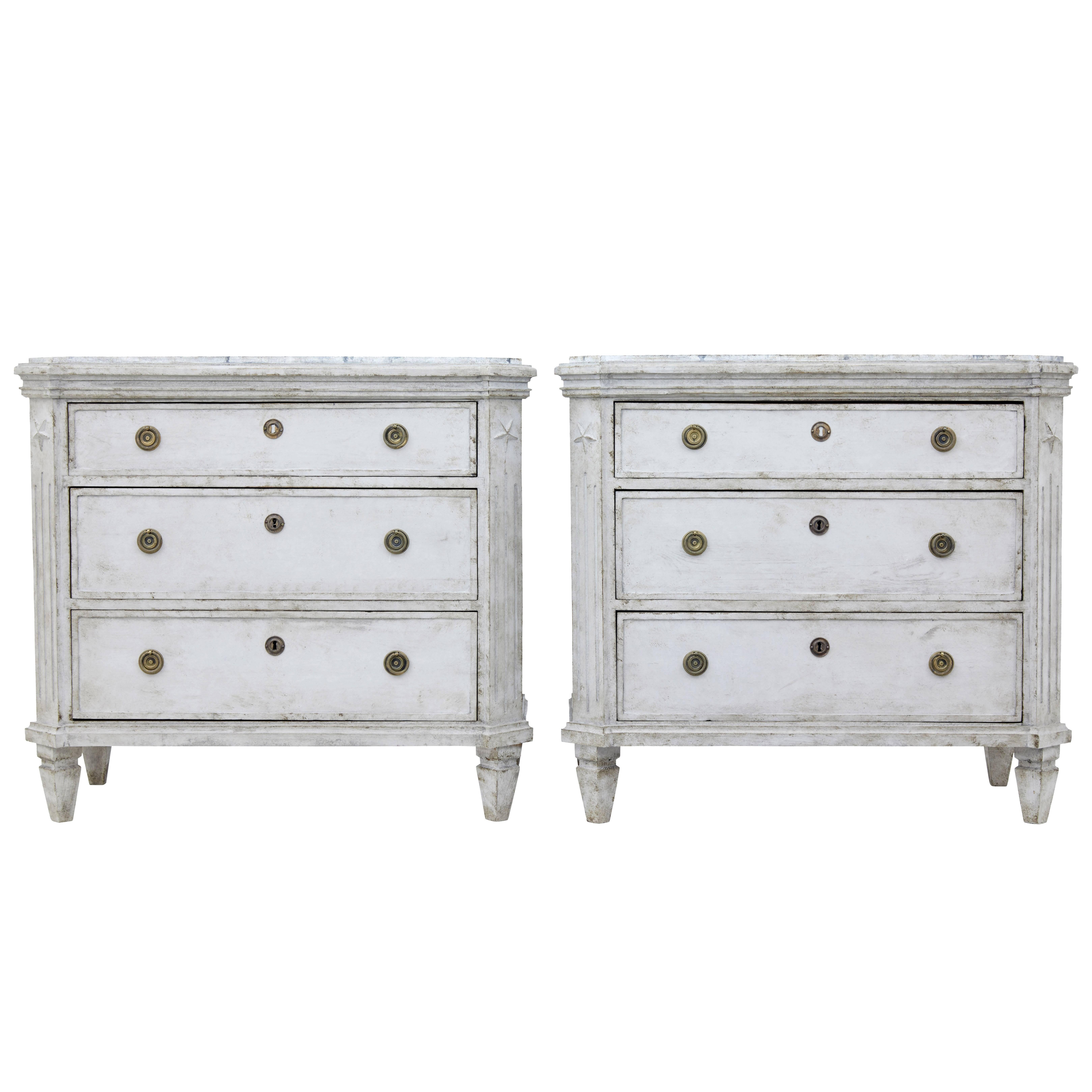 Pair of 19th Century Swedish Commodes with Faux Marble Tops