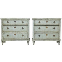Pair of Swedish Mid-19th Century Painted Chest of Drawers