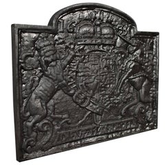 Cast Iron Fire Back, Late 20th Century, Royal Crest
