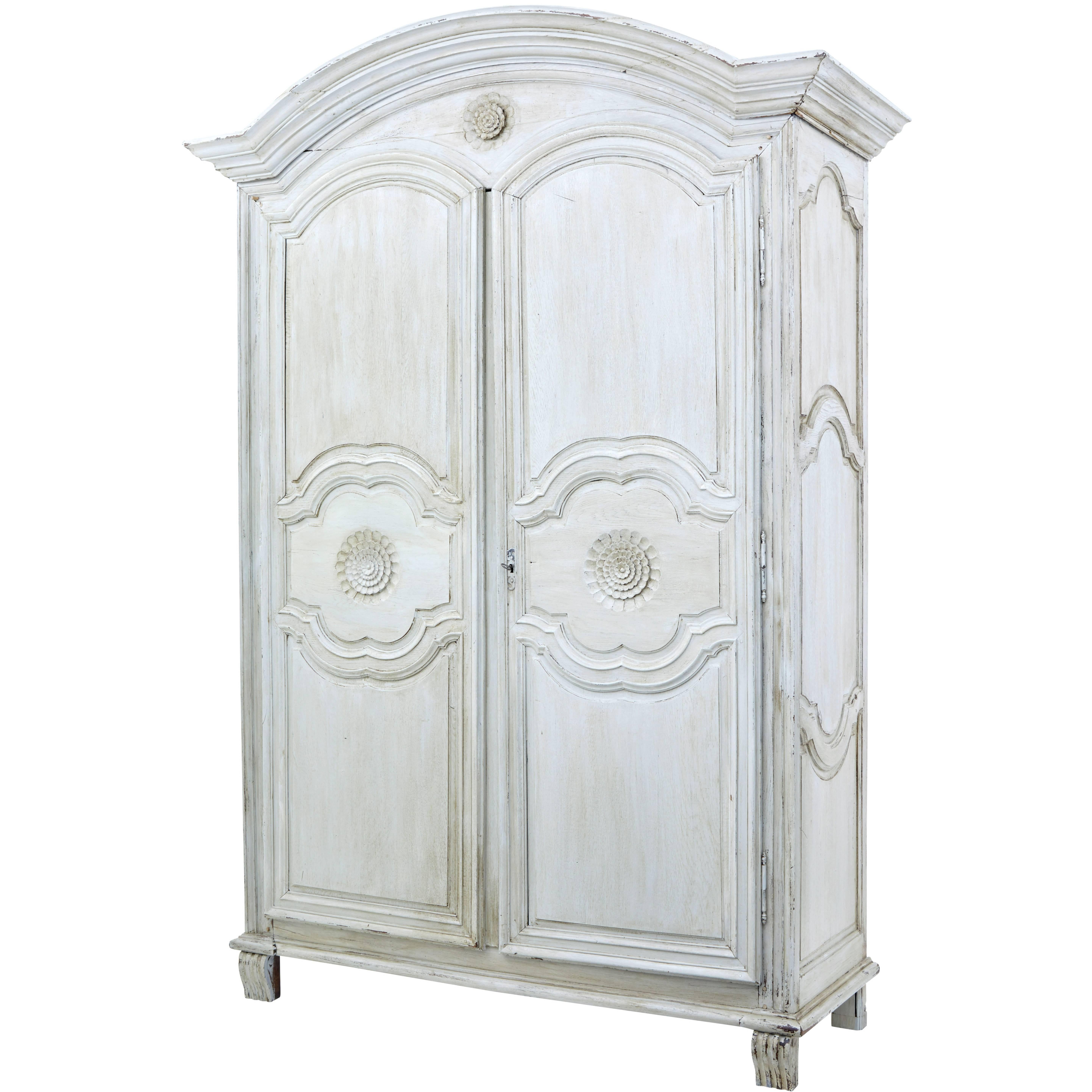 Early 19th Century Carved French Oak Painted Armoire