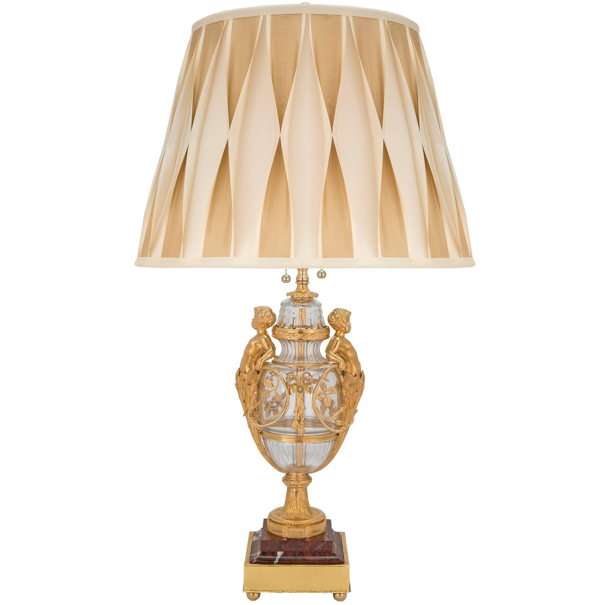 French 19th Century Louis XVI Style Baccarat Crystal and Ormolu Lamp