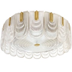 Dimpled Glass Flush Mount Fixture Featuring Blue and ...