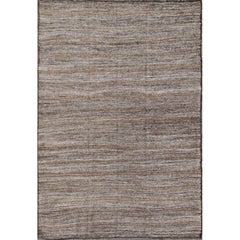 Retro Turkish Kilim Rug with Variegated Stripes in Charcoal, Gray & Acid Green