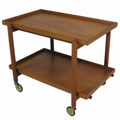 1960s Poul Hundevad Extendable Teak Serving Bar Cart, Denmark