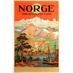 Original Norge Statsbaner Railway Poster for Norway The Land of The Midnight Sun