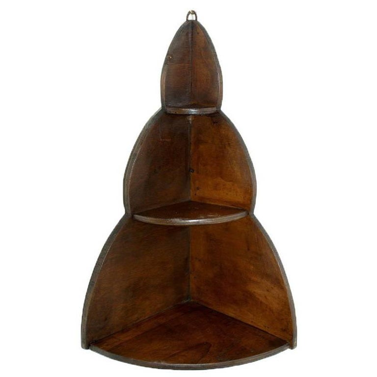 Old Tyrolean Shelf Corner, Country, art decò era, in plywood , Wax Finished For Sale at 1stDibs