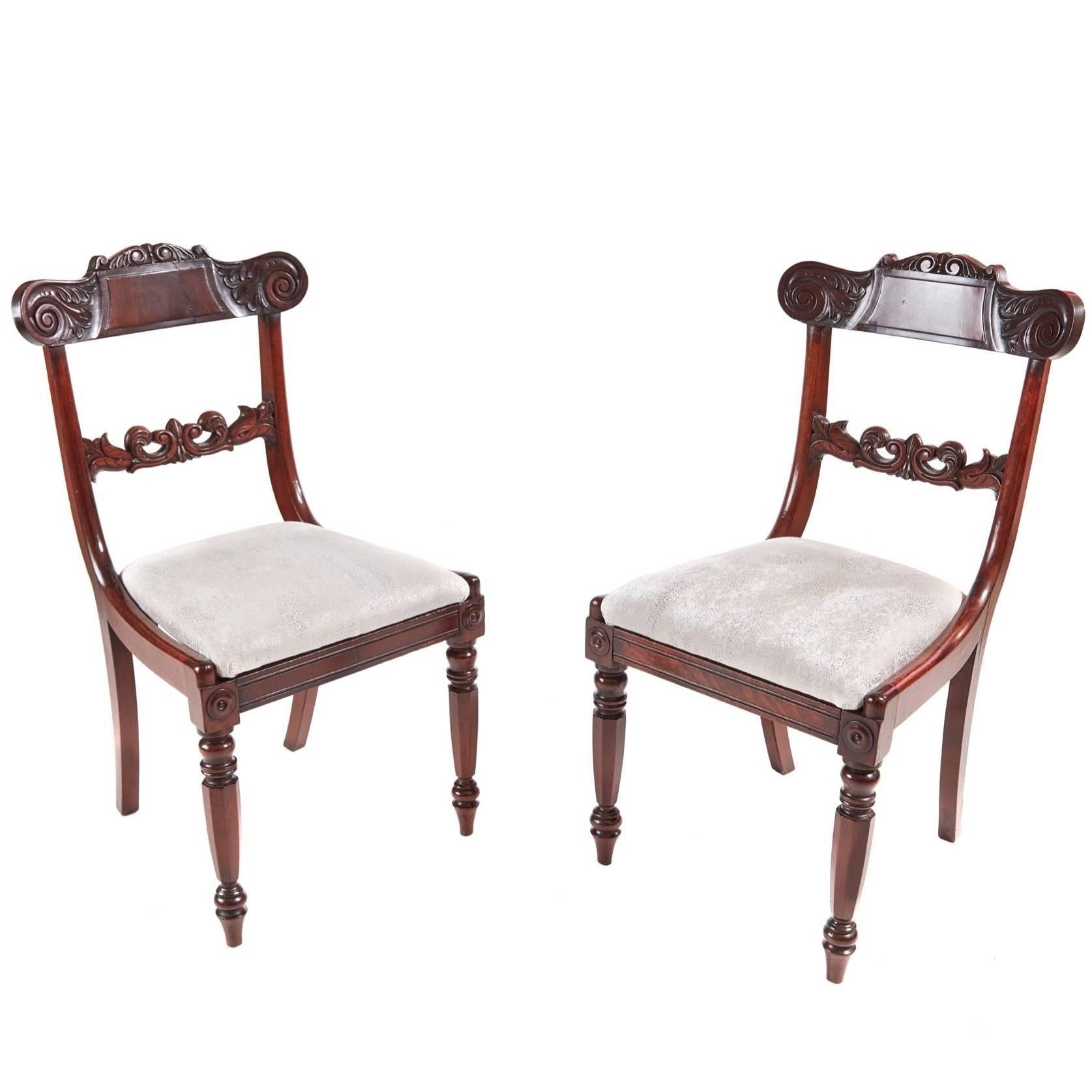 Pair of William IV Mahogany Side Chairs For Sale