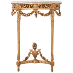 French 19th Century Gold Gilt Louis XVI Demilune Console