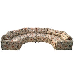 Two-Piece Bold Semi Hexagonal Sectional Sofa in the Manner of Milo Baughman