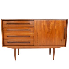 Danish Modern Teak Sliding Door Credenza