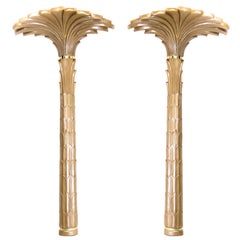 Pair of Tall Palm Tree Wall Lamps