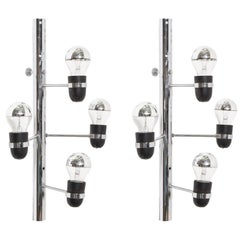 Set of Four-Light Chrome Sconces by Gino Sarfatti for Arteluce, Italy