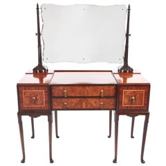 Antique Unusual Burr Walnut Art Deco Dressing Table
