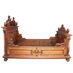 Outstanding Quality Italian Carved Walnut Bed