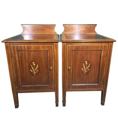 Fine Pair of Mahogany and Satin Wood Bed Side Cabinets