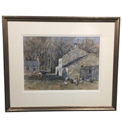 Charming Scottish Country Farm House Scene by Charles Houston, 1881-1936