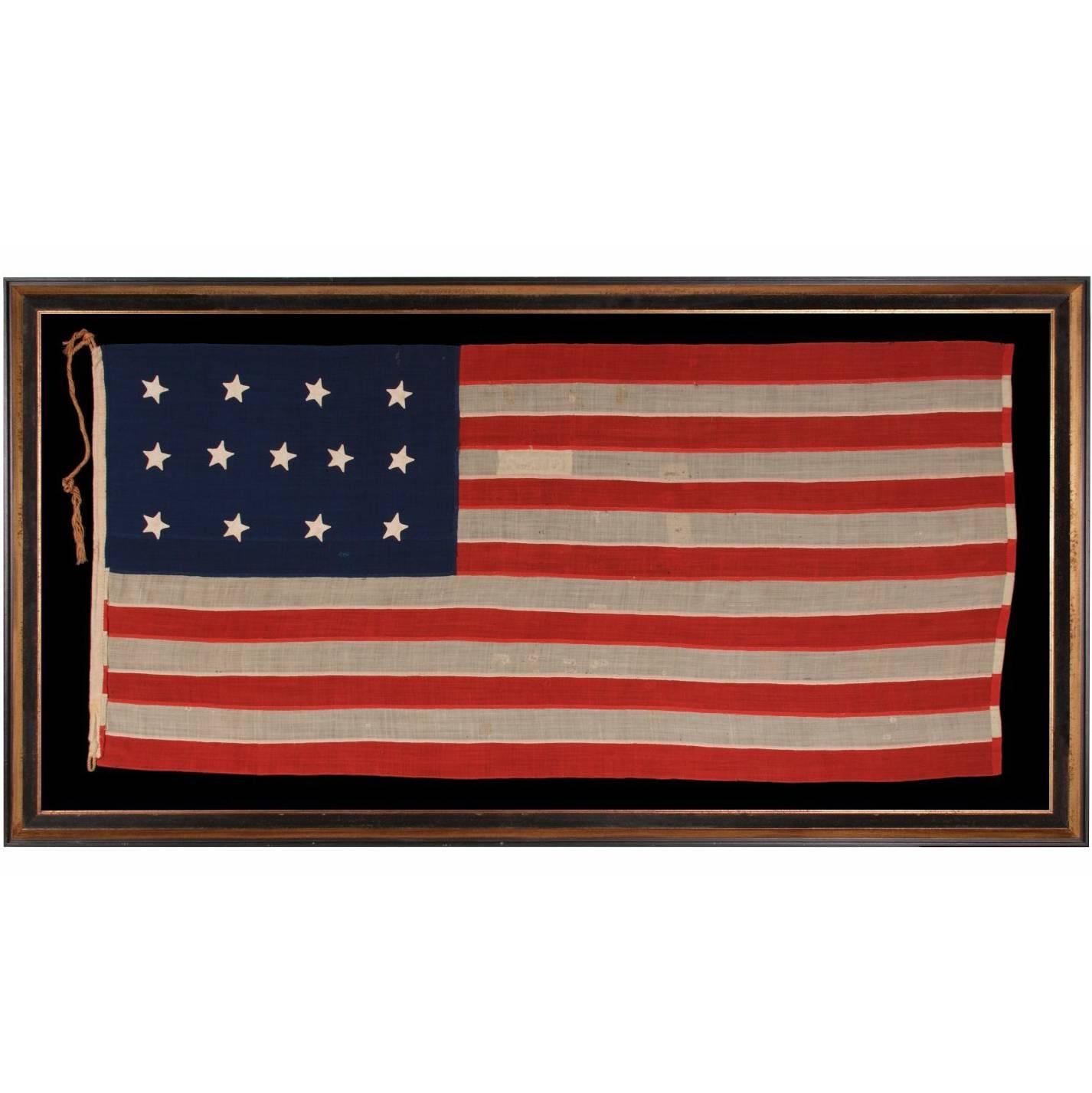 Entirely Hand-Sewn, 13 Star, U.S Navy Small Boat Ensign Flag