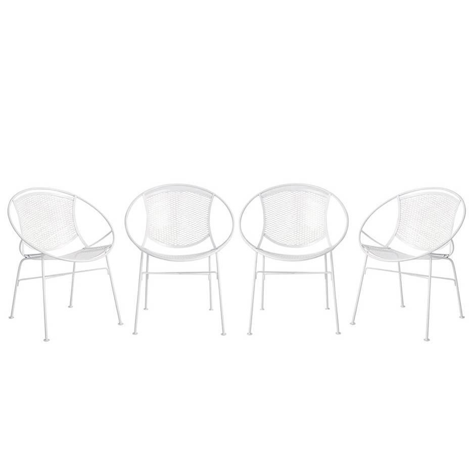 Set of Four White Salterini Hoop Chairs, circa 1955 For Sale