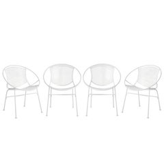 Set of Four White Salterini Hoop Chairs, circa 1955