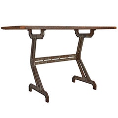Industrial Desk with Streamlined Cast Iron Base, circa 1930s