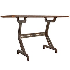 Industrial Desk with Streamlined Cast Iron Base, circa 1930s 1