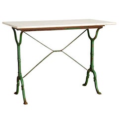 French Cast Iron Bistro Table with Marble Top, circa 1905
