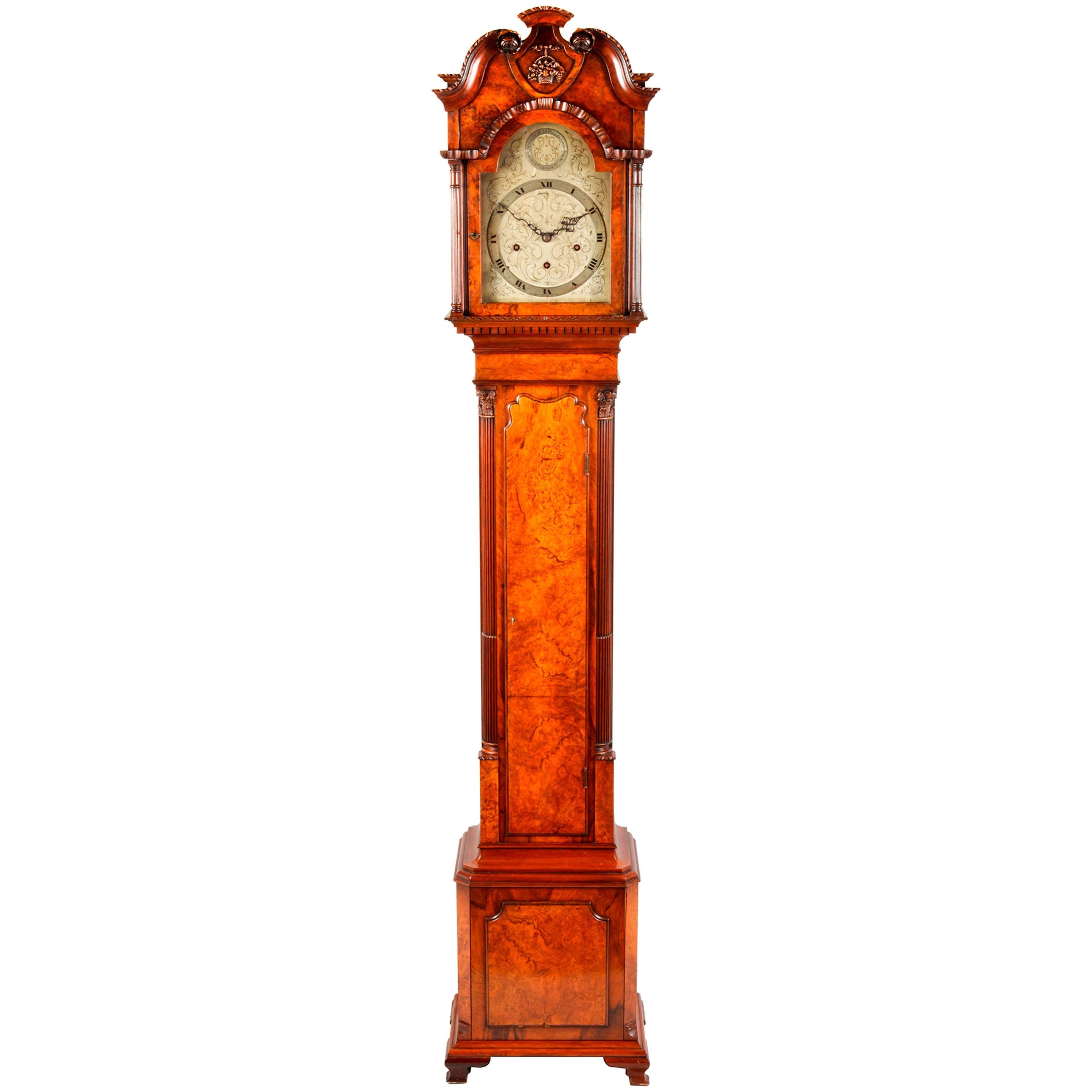 Queen Anne Style Walnut Grandmother Clock
