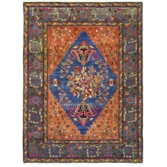 Antique Geometric and Floral Persian Tafrish Rug