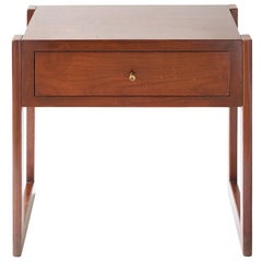 Mid-Century Modern Belgian Wooden One-Drawer End Tables, Pair 6