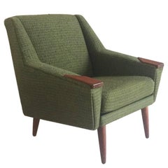 1960s-1970s Danish Mid-Century Armchair with Original Upholstery and Teak Paws