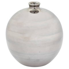 Bitossi Ceramic Vase Metallic Chrome Silver Signed, Italy, 1960s