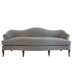 NK Collection Classic Camelback Sofa Upholstered in Marvic Grey Fabric