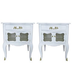 White French-Style Nightstands, Pair