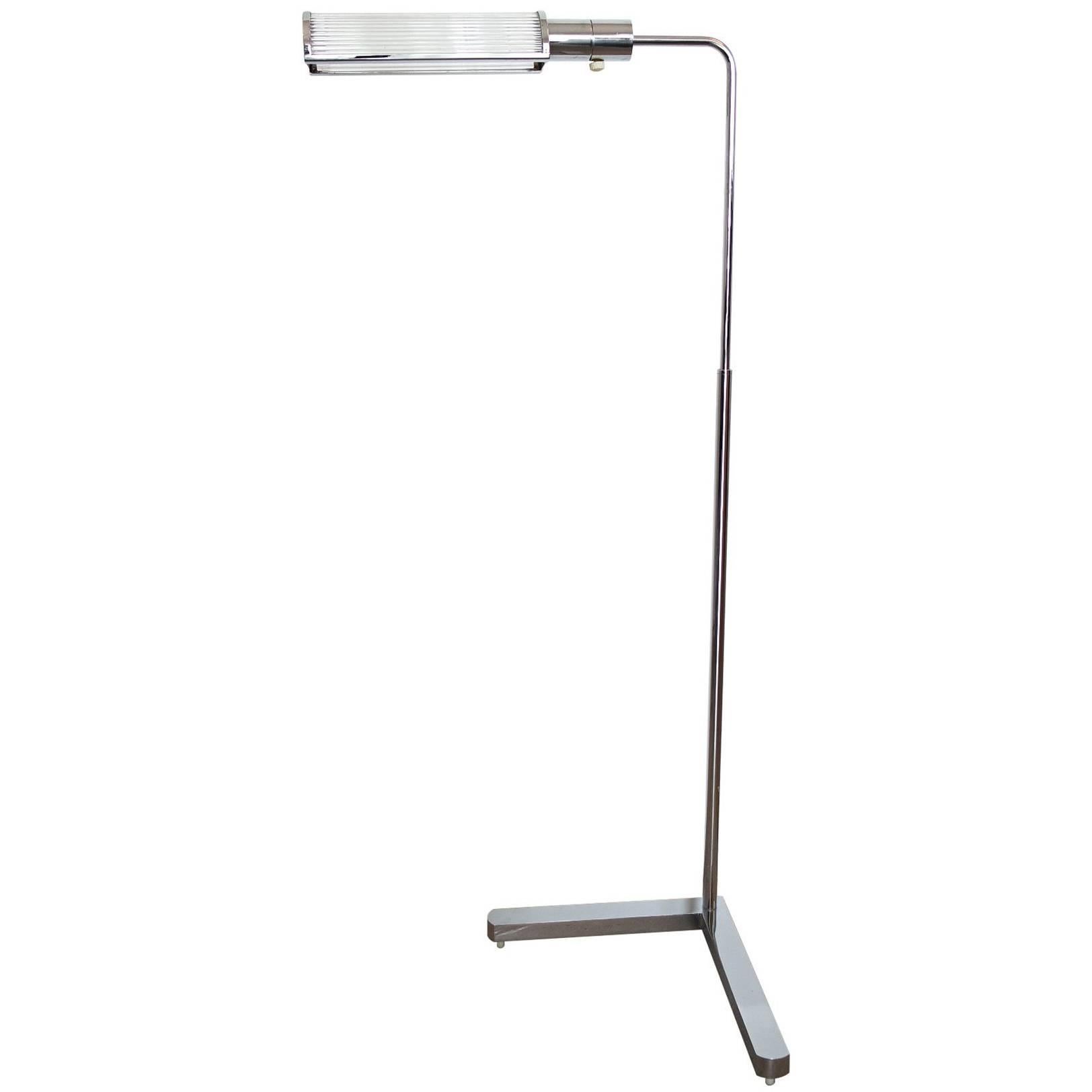 Vintage Chrome and Glass Reading Lamp by Casella For Sale