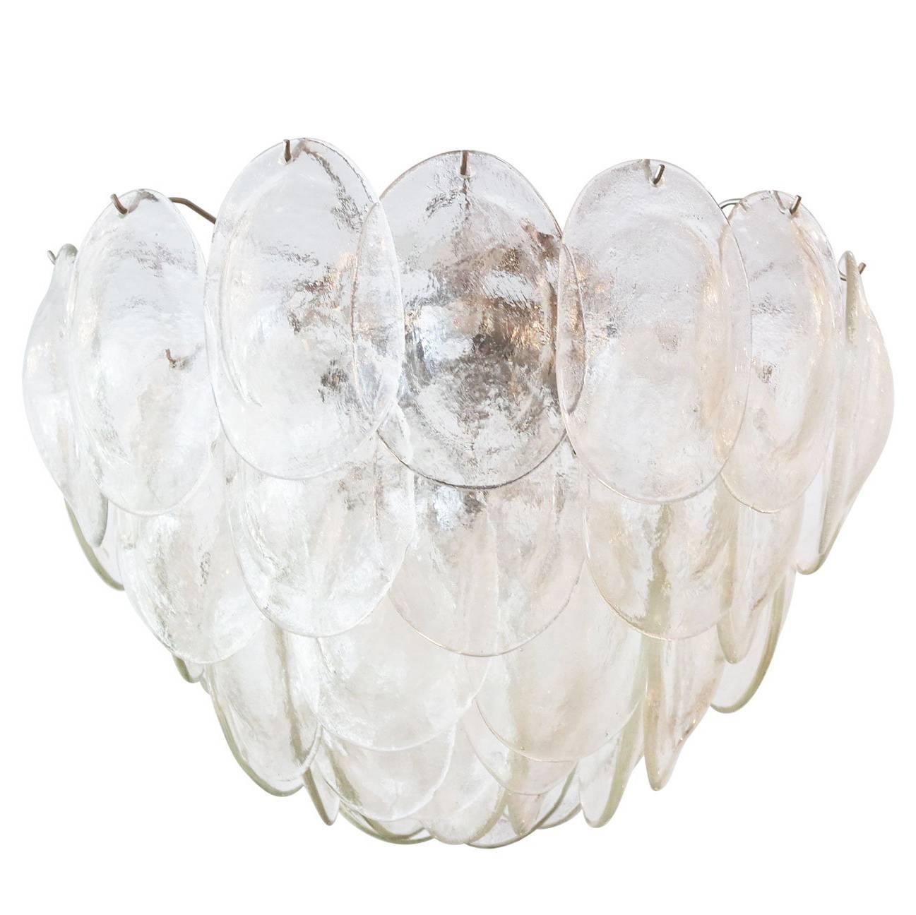 Large Murano Glass Turtle-Back Chandelier by Vistosi