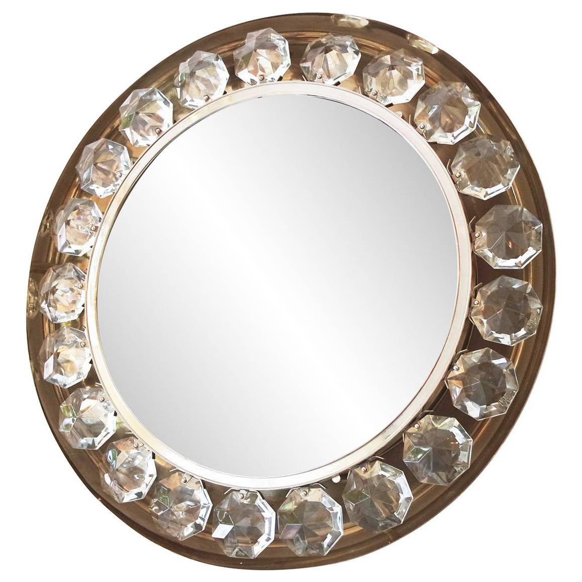 Round Nickel Mirror with "Jewel" Elements by Firma Jochmann