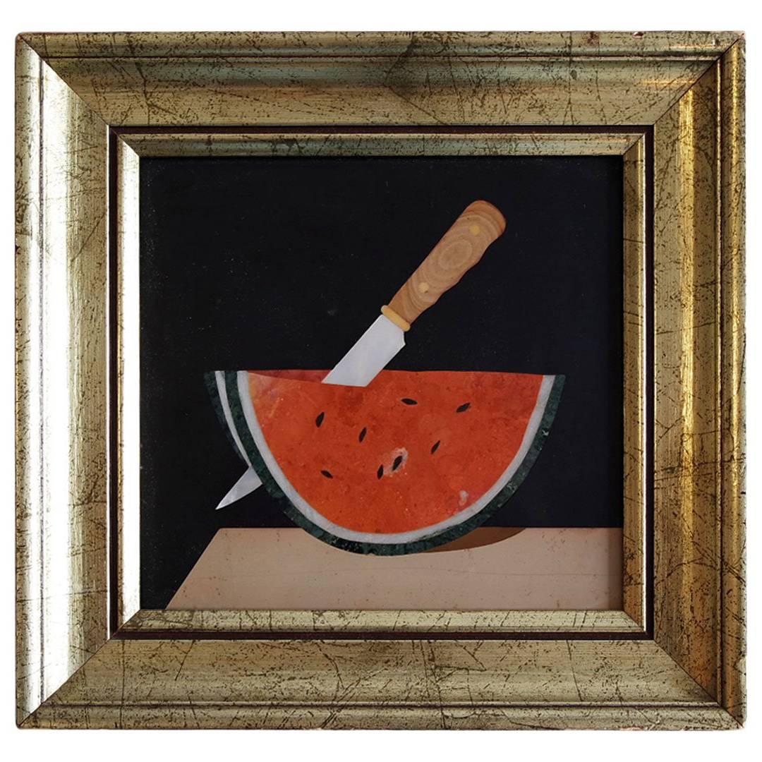 Vintage Italian Pietra Dura Depicting a Watermelon Pierced by a Knife