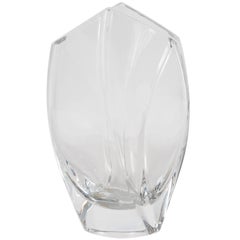 Retro Mid-Century Modern Hexagonal Translucent Glass Vase by Baccarat of France