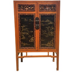 Chinese Antique Honey Cabinet with Fine Carvings