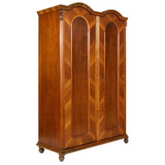 Antique Biedermeier Cupboard, Bookcase in Massive Walnut and Veneered Walnut