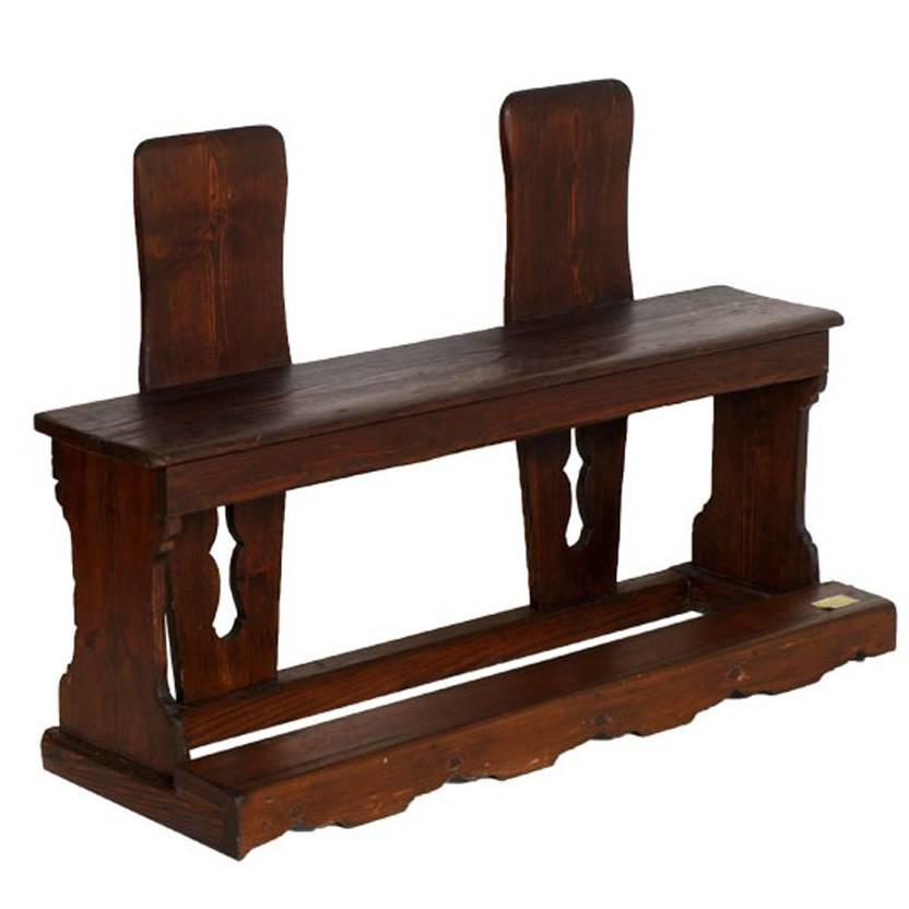 19th Century Wedding Kneeler Bench in Solid Wood Restored and Polished to Wax